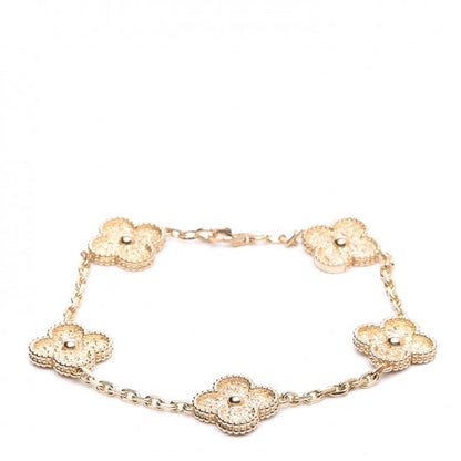 Van Cleef & Arpels 18K Yellow Gold 5 Motifs Vintage Alhambra Bracelet 3 of 7