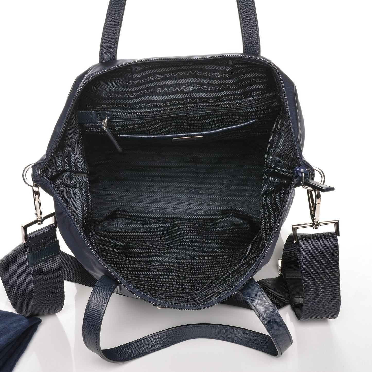 Tessuto Nylon Saffiano Tote Blue