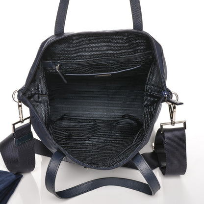 Prada Tessuto Nylon Saffiano Tote Blue 5 of 12
