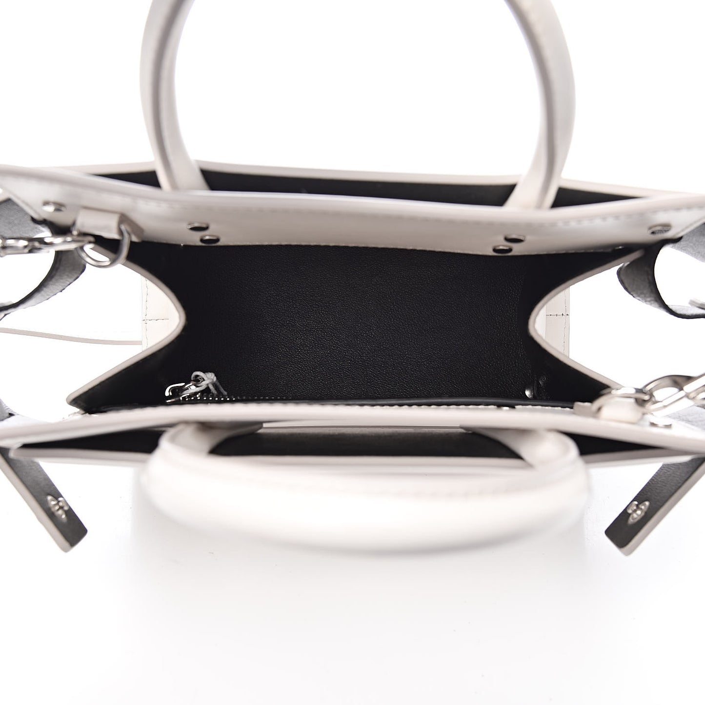 Grained Calfskin Mini Horizon Satchel Off White