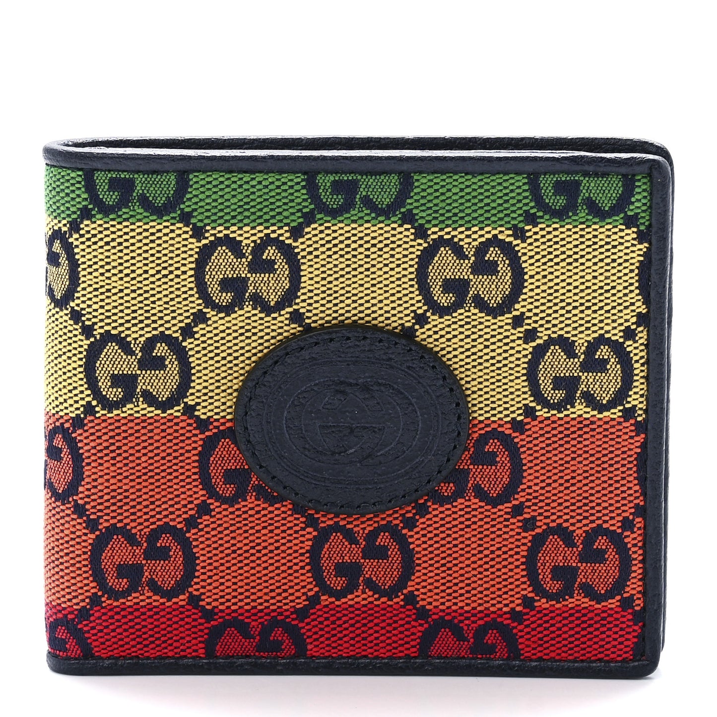 Monogram Multicolor Textured Calfskin Retro Interlocking G Bi-Fold Wallet Blue Rainbow