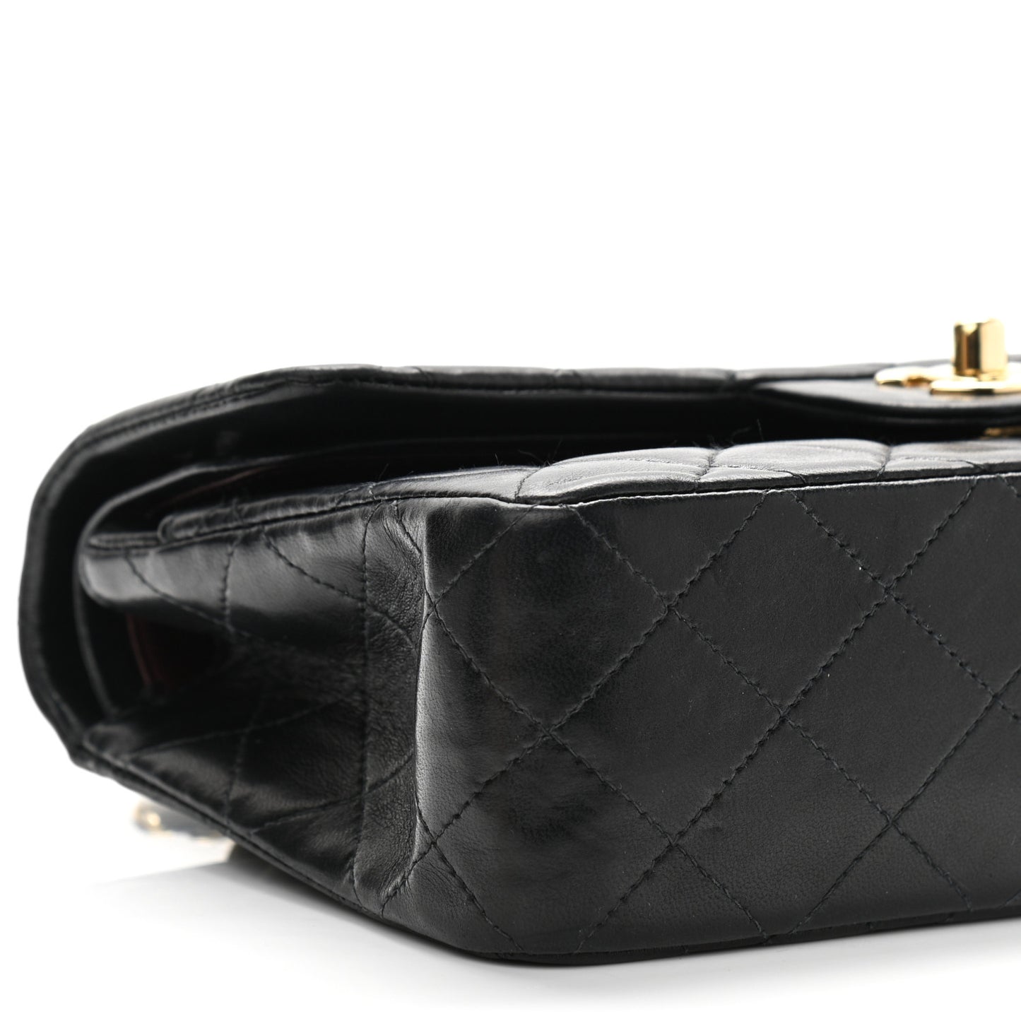 Lambskin Quilted Small Double Flap Black