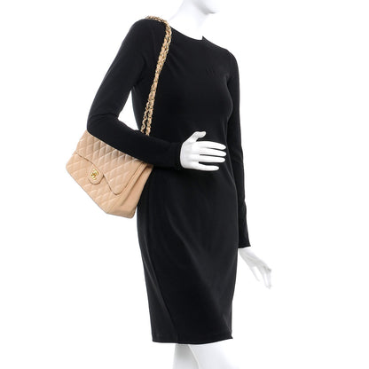 Chanel Lambskin Quilted Jumbo Single Flap Beige 2 of 10