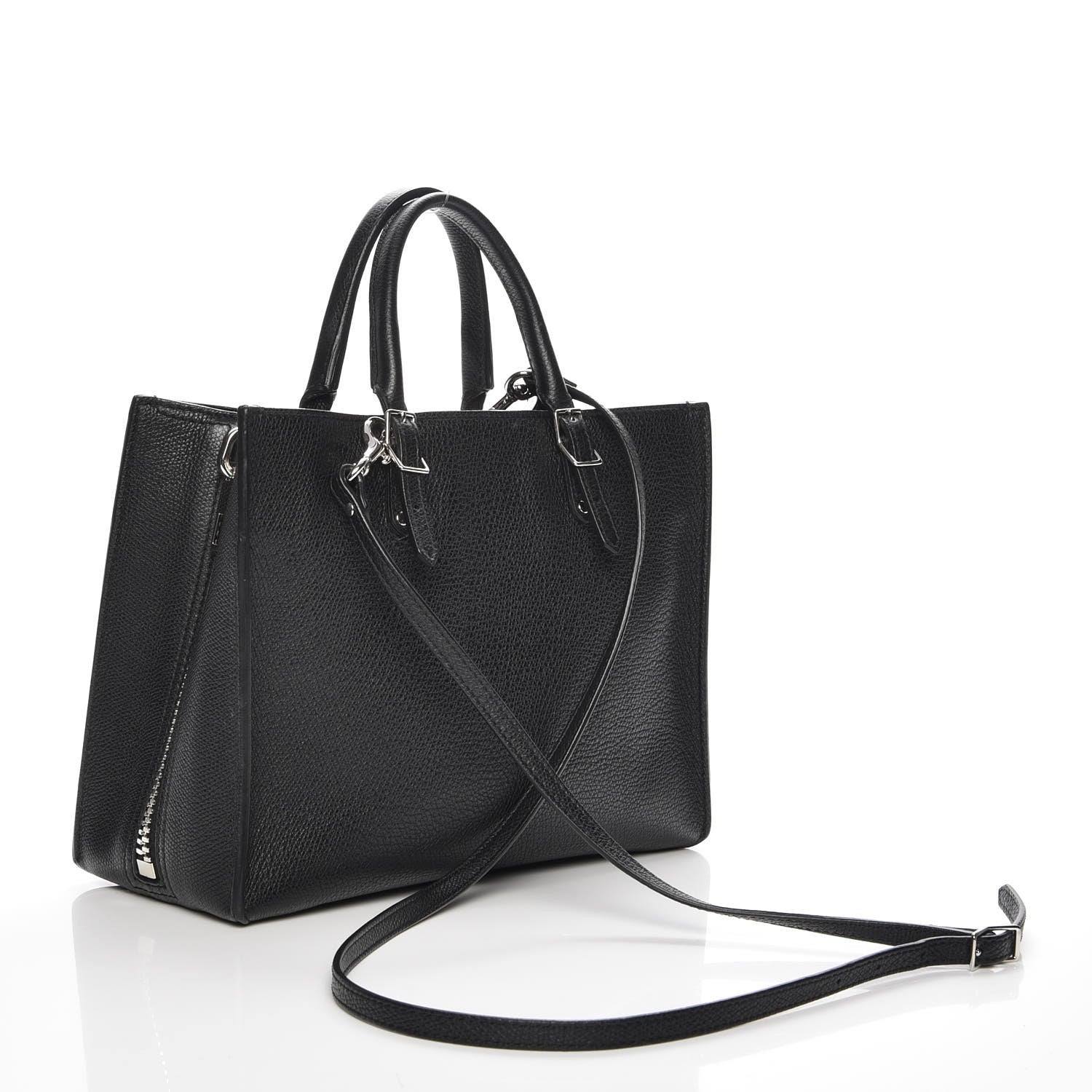 Balenciaga Grained Calfskin Plate Hardware Papier A6 Zip Around Tote Black 4 of 7
