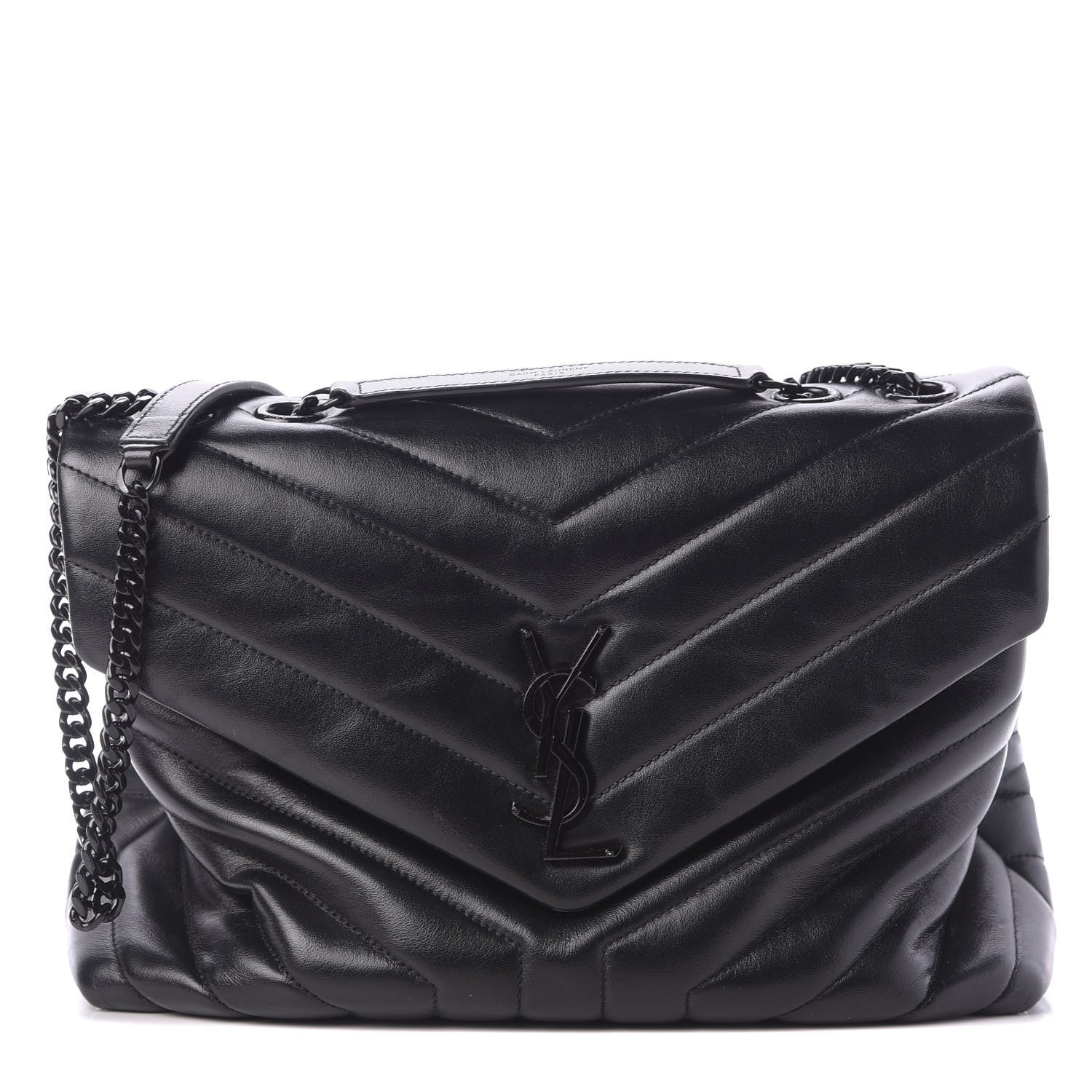 Saint Laurent Calfskin Y Quilted Monogram Medium Loulou Chain Satchel Black 1 of 11