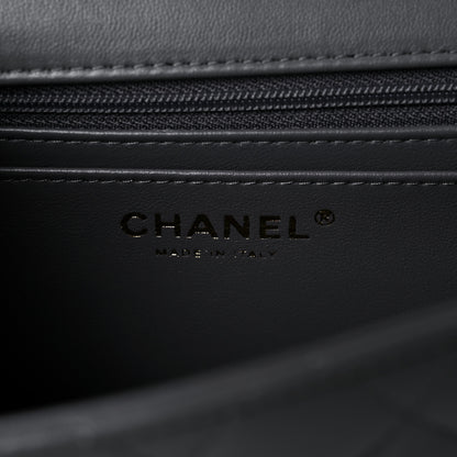 Chanel Lambskin Quilted Mini Top Handle Rectangular Flap Dark Grey 8 of 11