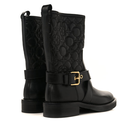 Louis Vuitton Calfskin Embossed Monogram Rebellion Half Boots 37.5 Black 4 of 8