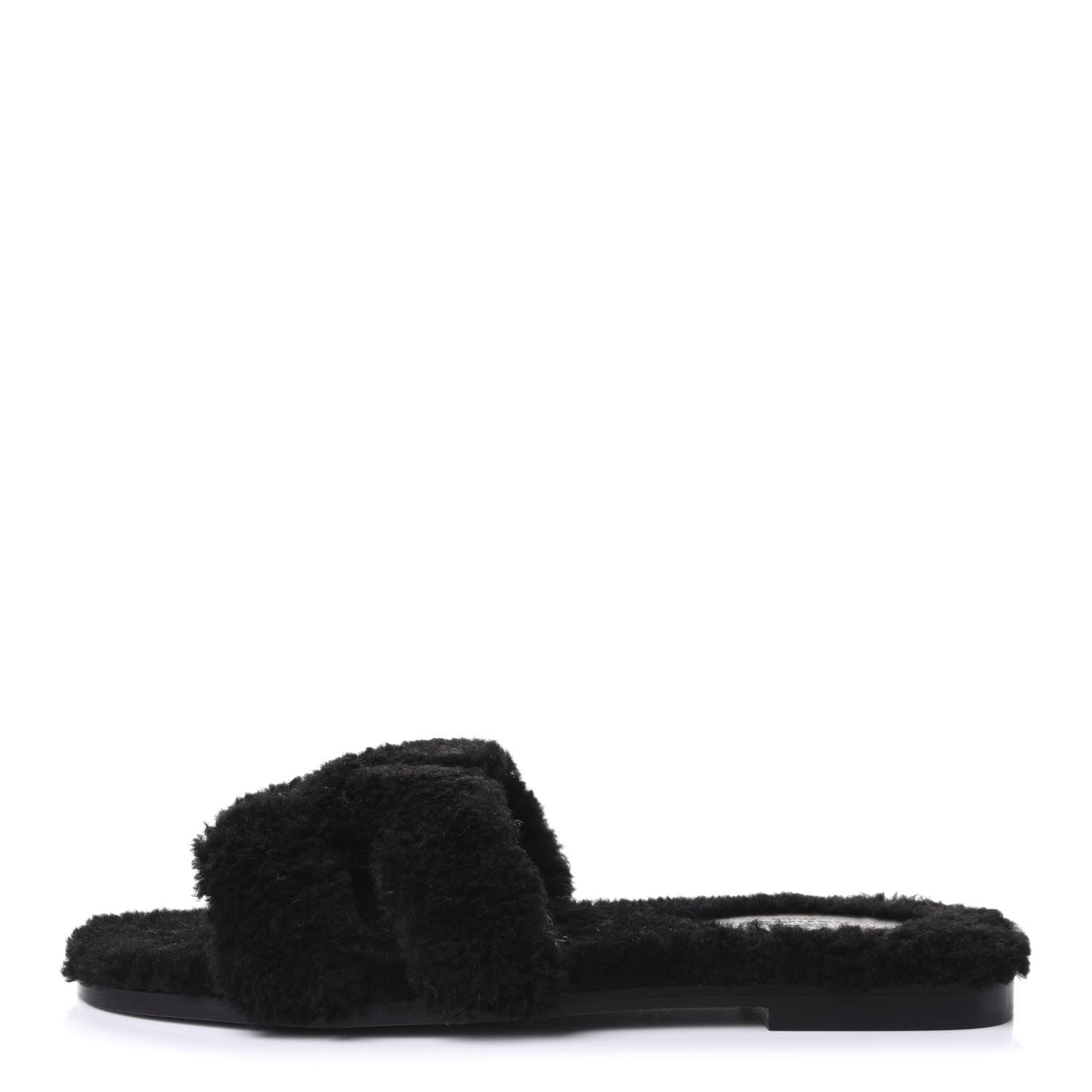 Hermes Woolskin Oran Sandals 38 Black 1 of 9