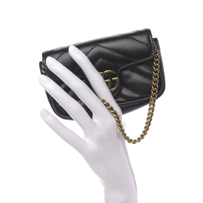 Gucci Calfskin Matelasse GG Marmont 2.0 Coin Purse On A Chain Black 2 of 9