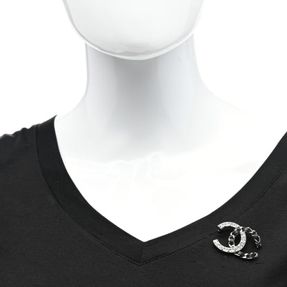 Chanel Lambskin Baguette Crystal CC Brooch Black Silver 2 of 4