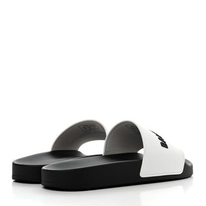 Balenciaga Rubber Womens Logo Pool Slide Sandals 39 Black White 4 of 6