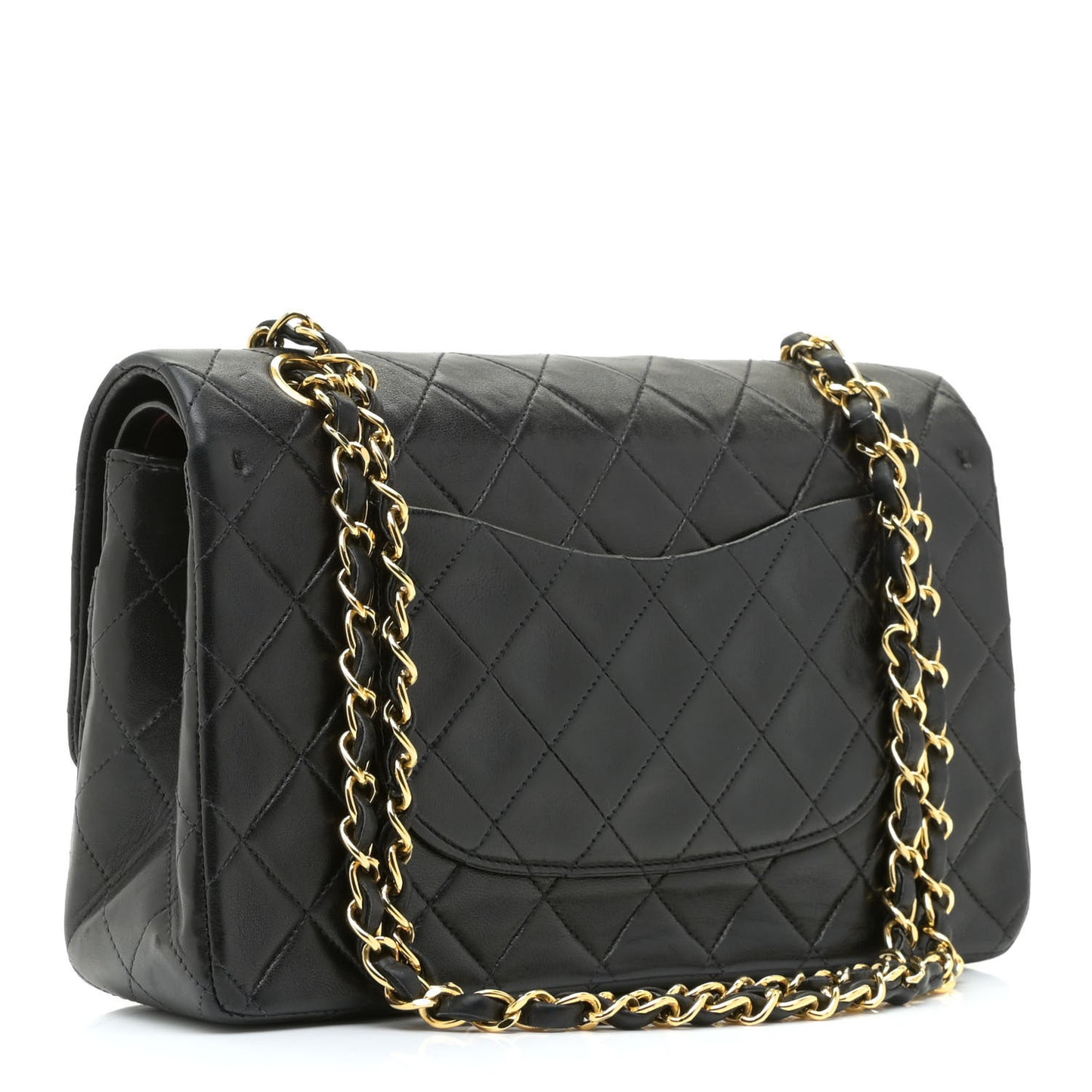 Lambskin Quilted Medium Double Flap Black
