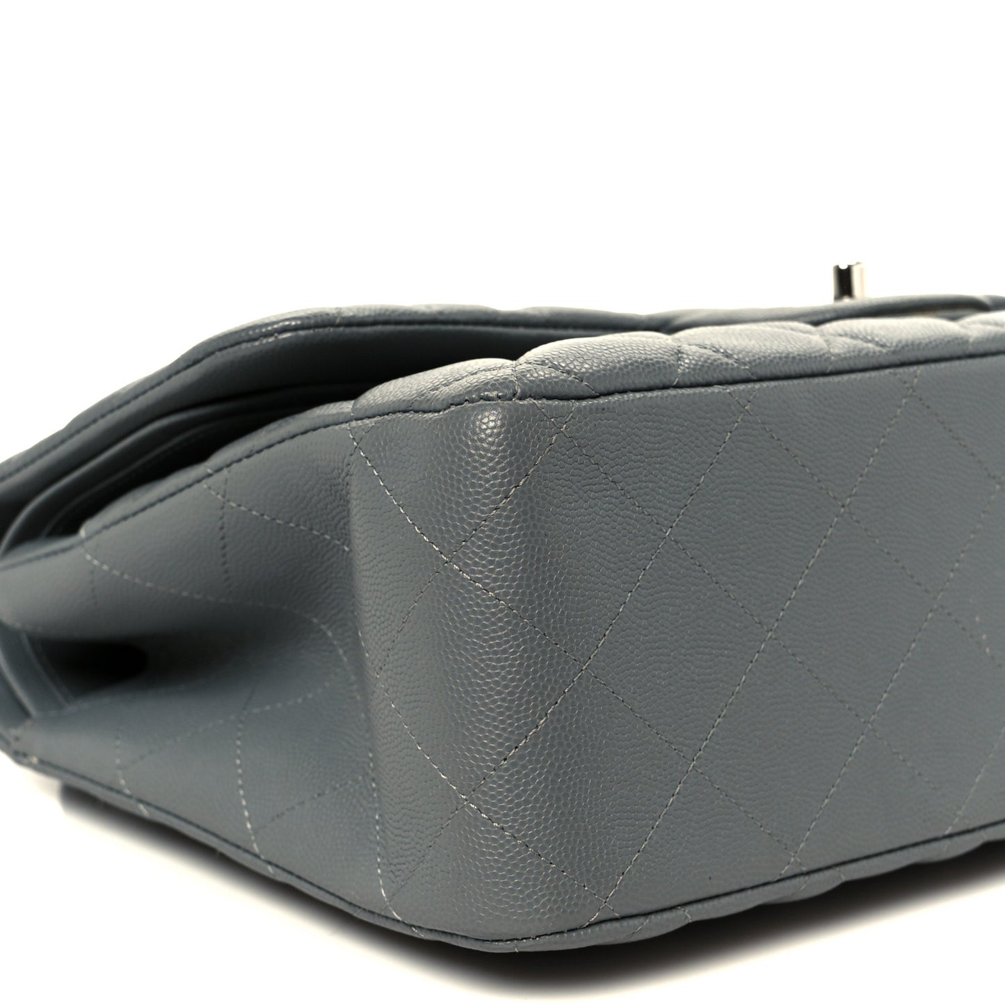 Caviar Quilted Jumbo Double Flap Grey