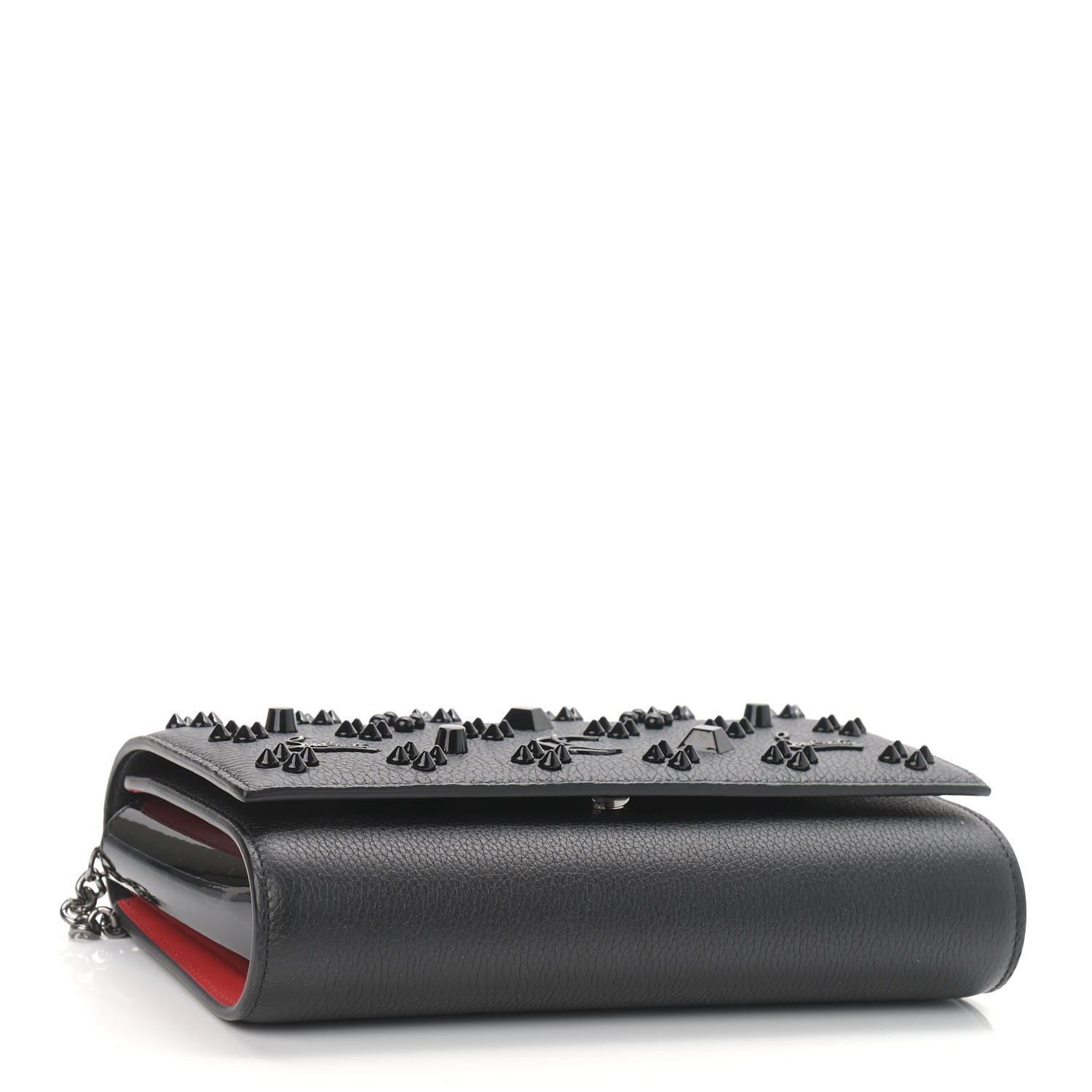 Christian Louboutin Calfskin Spikes Loubinthesky Paloma Clutch Black 4 of 9