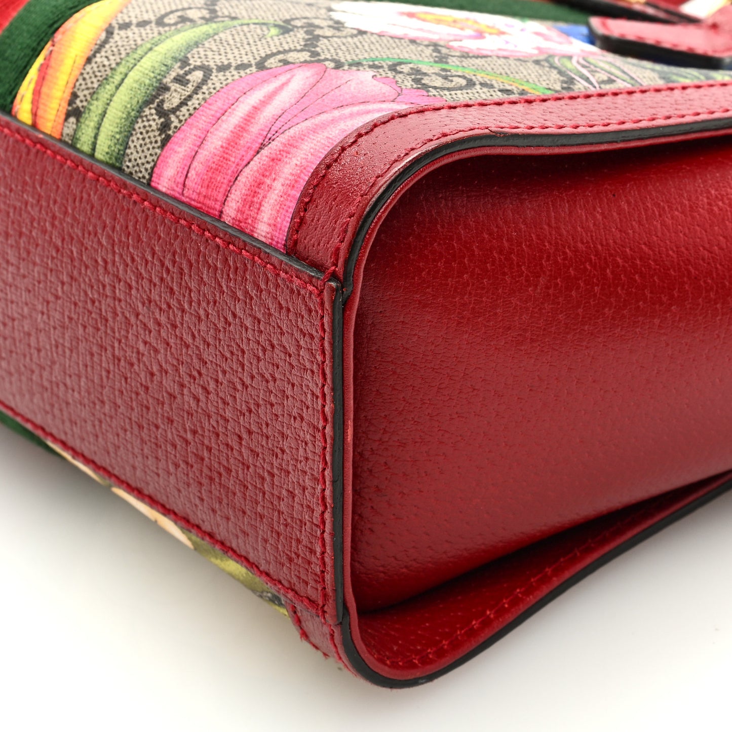 GG Supreme Monogram Flora Web Small Ophidia Tote Bag Red