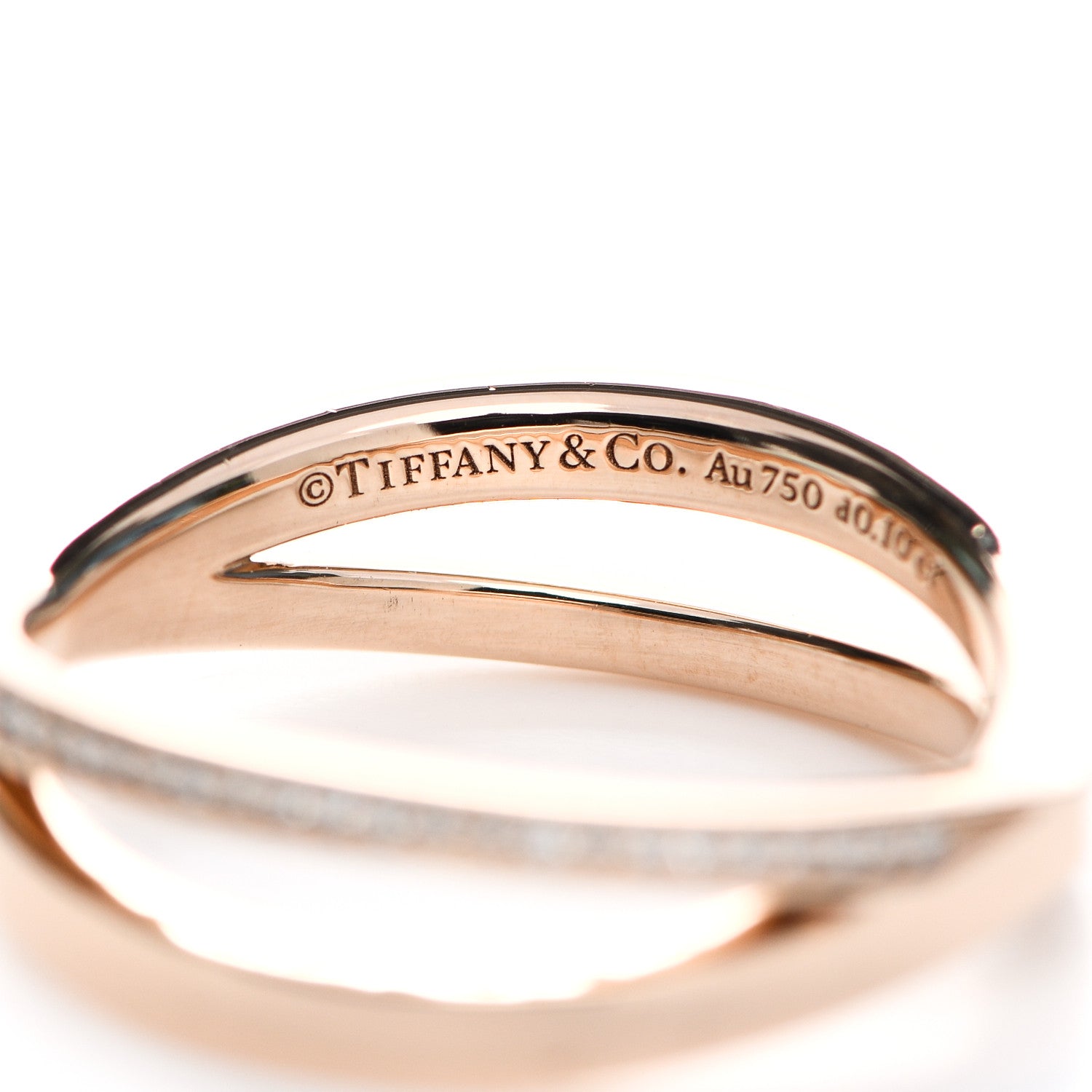 Tiffany 18K Rose Gold Diamond Atlas X Narrow Ring 57 8 4 of 5