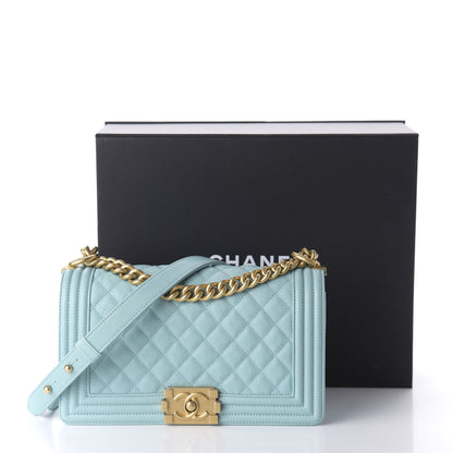 Chanel Caviar Quilted Medium Boy Flap Light Blue 12 of 12