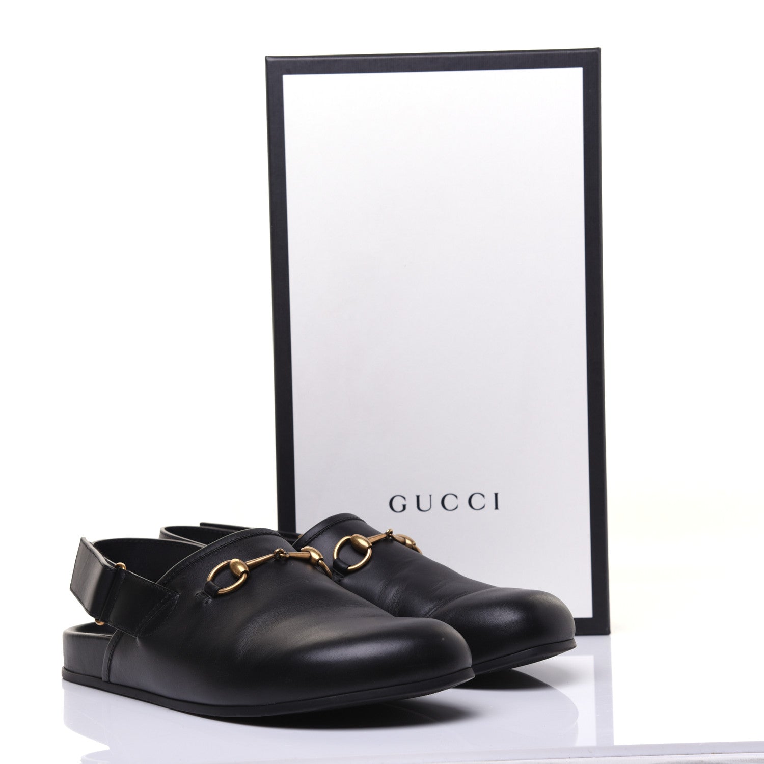 Gucci Calfskin Mens Horsebit River Slingback Slippers 10 Black 12 of 12