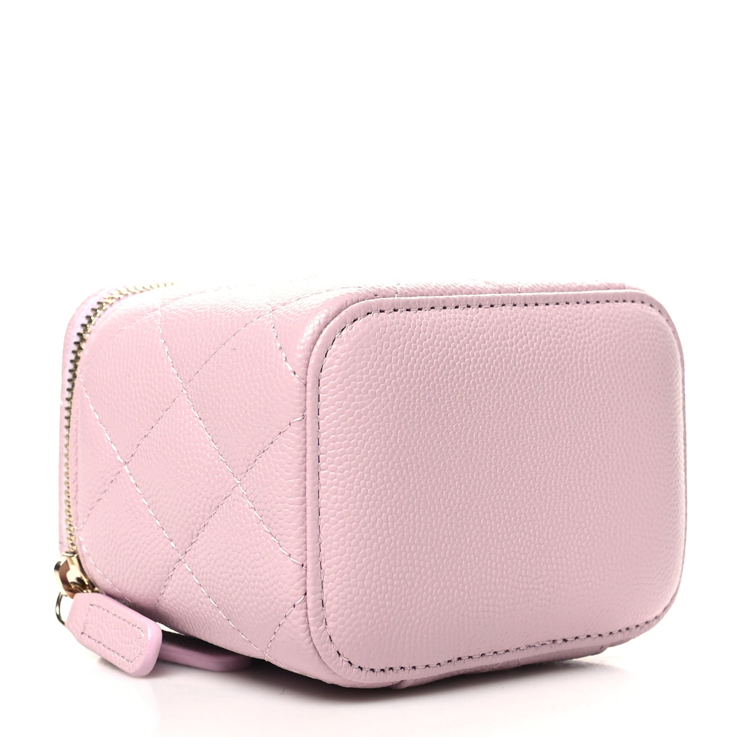 Caviar Quilted Mini Vanity Case With Chain Light Pink