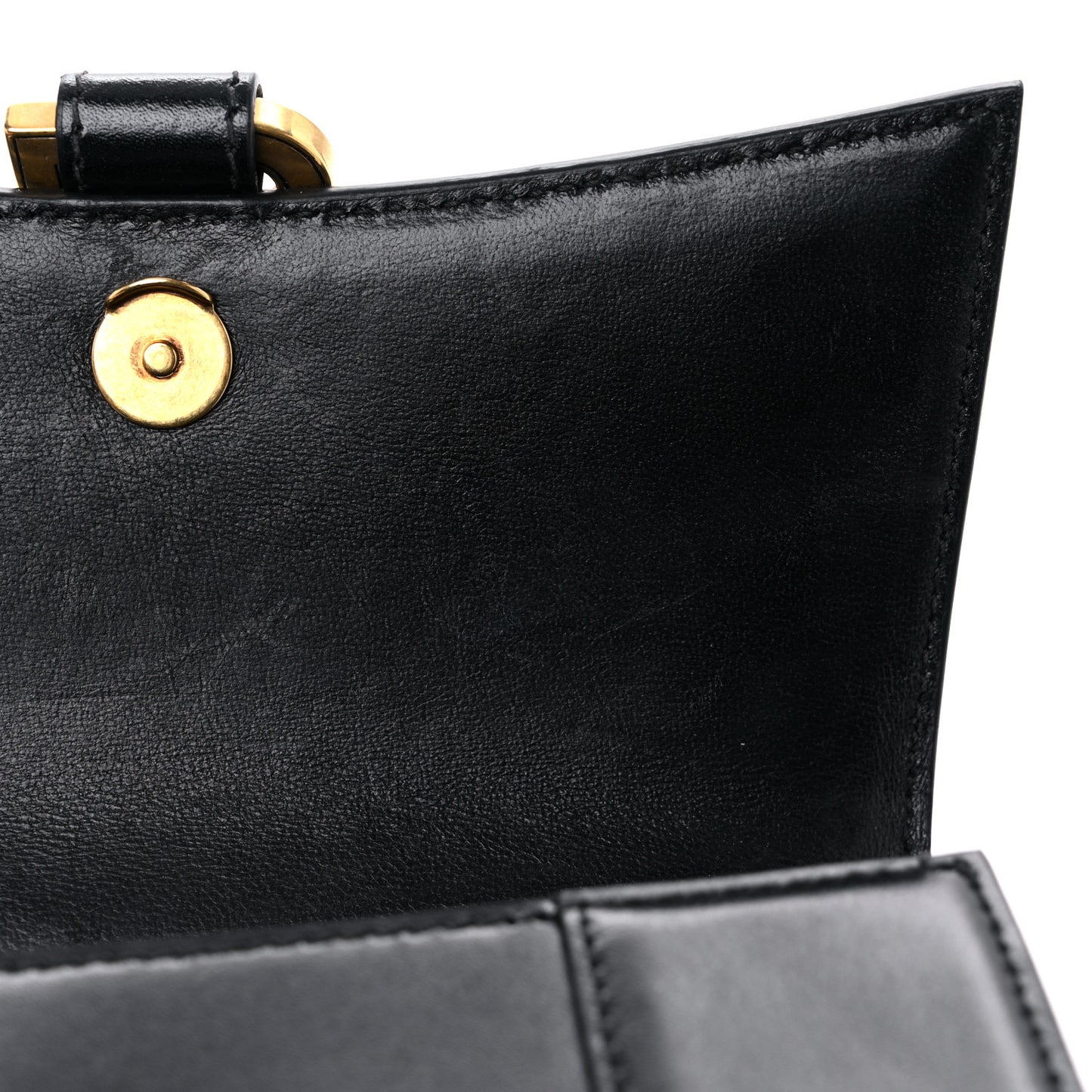 Shiny Box Calfskin Hourglass Top Handle Bag XS Black
