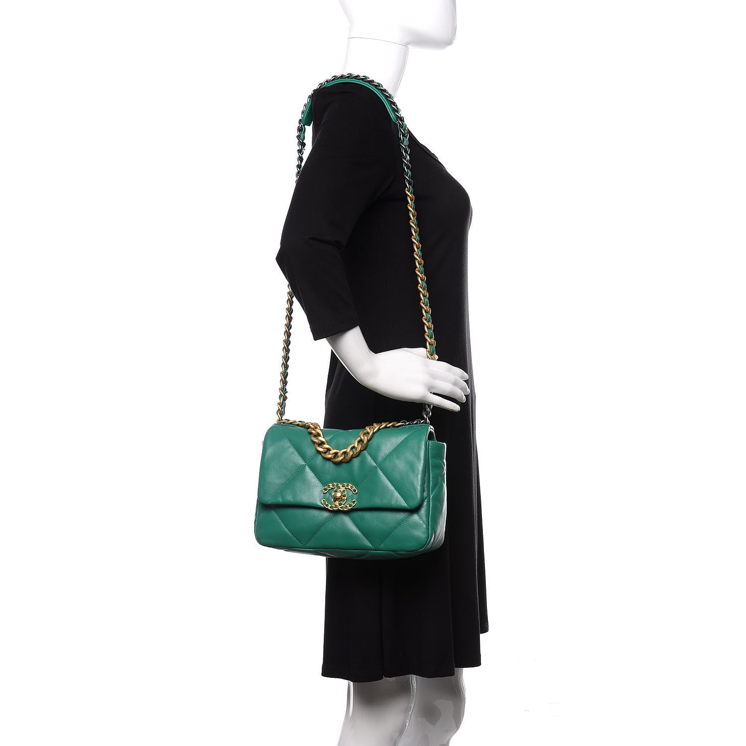 Chanel Lambskin Quilted Medium 19 Flap Green 2 of 11