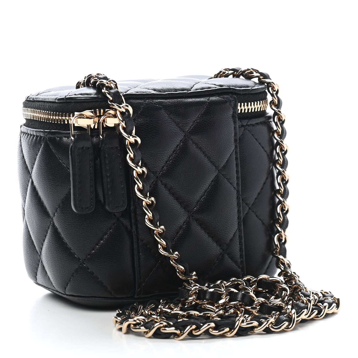 Chanel Lambskin Quilted Mini Vanity Case With Chain Black 2 of 9
