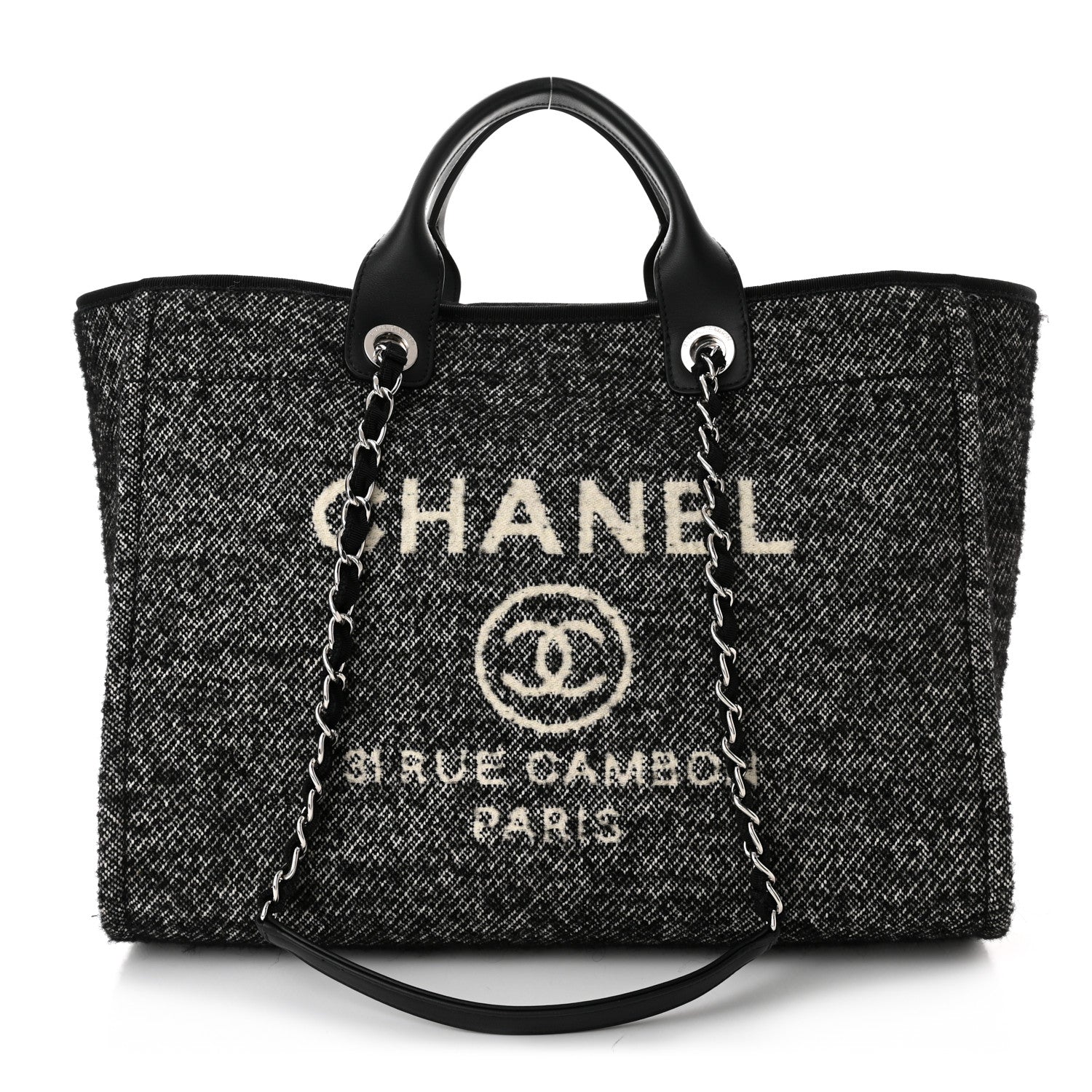 Chanel Mixed Fibers Calfskin Medium Deauville Tote Black 1 of 11