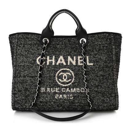 Chanel Mixed Fibers Calfskin Medium Deauville Tote Black 1 of 11