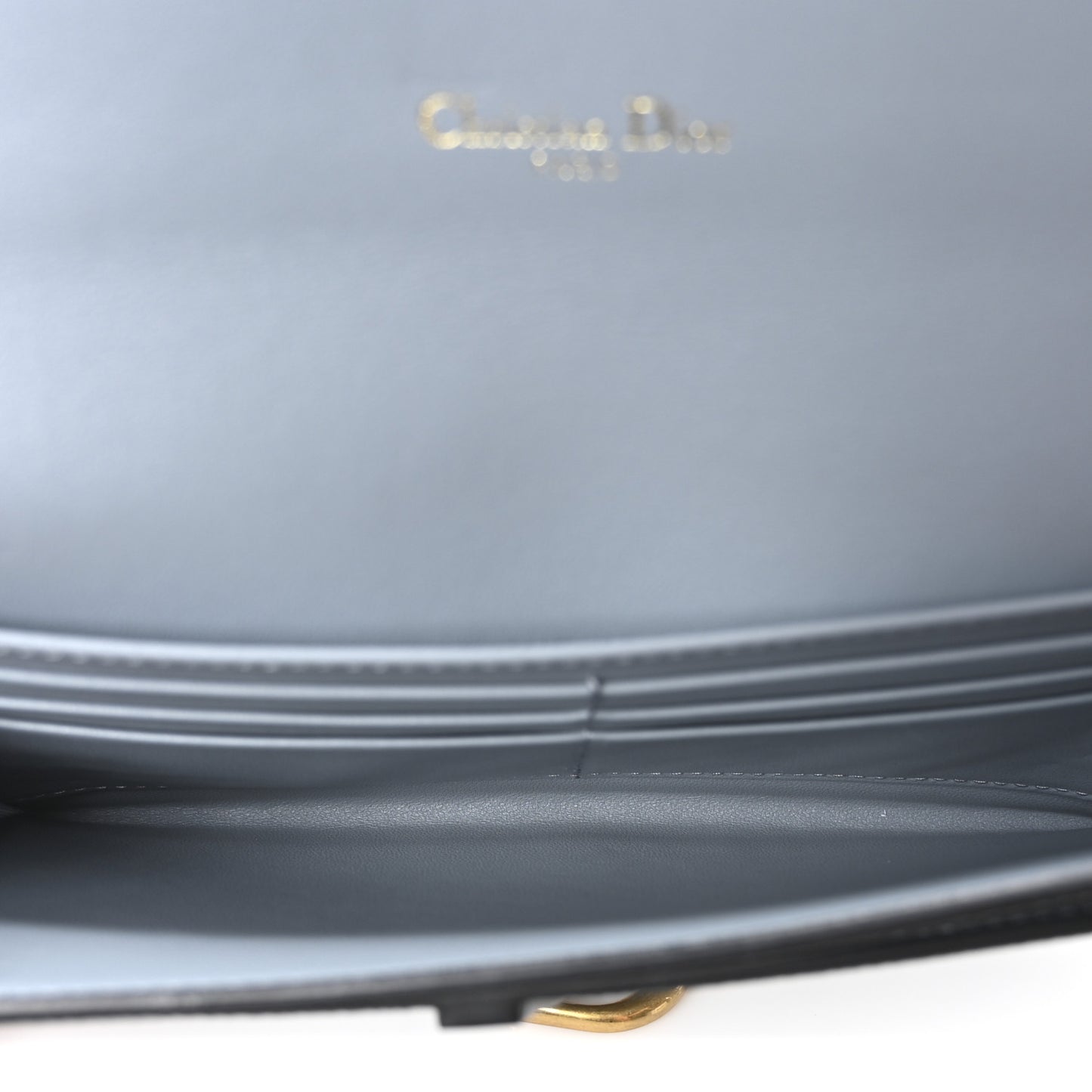 Grained Calfskin Saddle Chain Wallet Pouch Cloud Blue