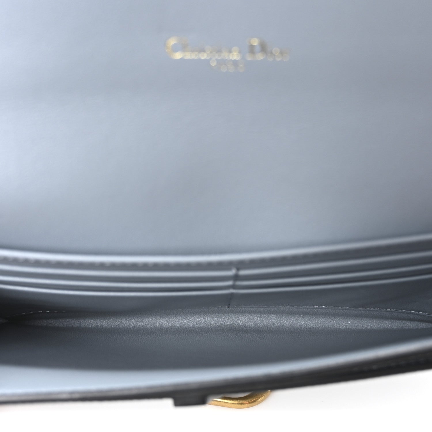 Christian Dior Grained Calfskin Saddle Chain Wallet Pouch Cloud Blue 6 of 10