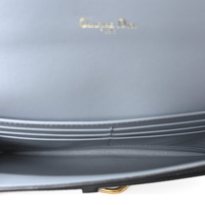 Christian Dior Grained Calfskin Saddle Chain Wallet Pouch Cloud Blue 6 of 10
