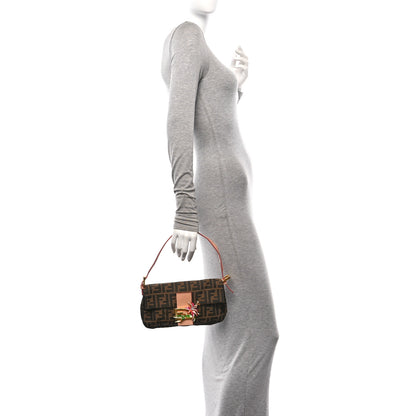 Fendi Zucca Crystal Flower Baguette Tobacco 2 of 9