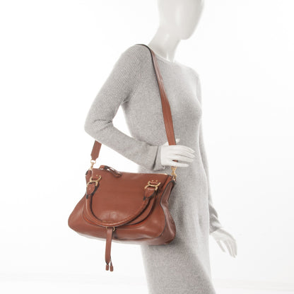Chloe Calfskin Medium Marcie Nude Satchel Tobacco 2 of 8