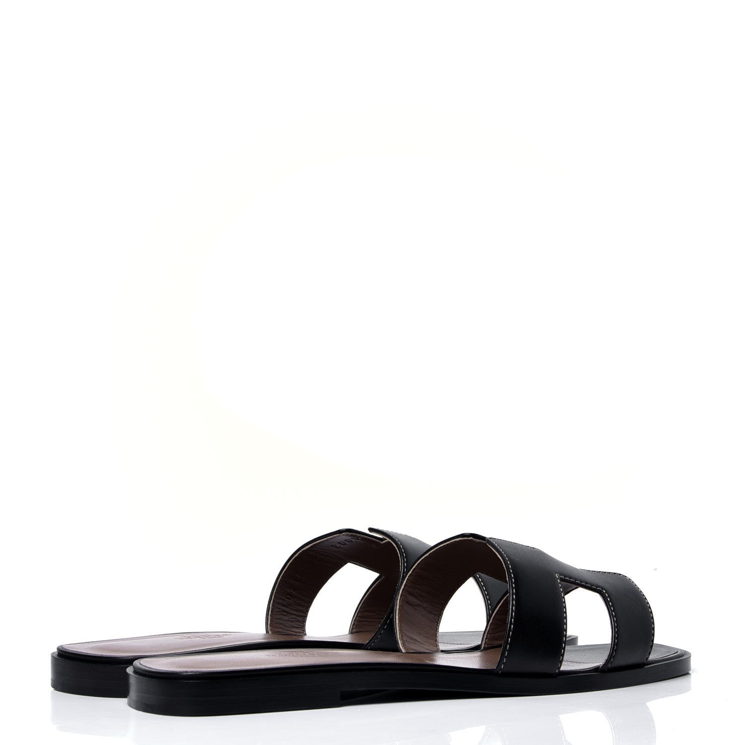 Hermes Box Calfskin Oran Sandals 39 Black 3 of 6