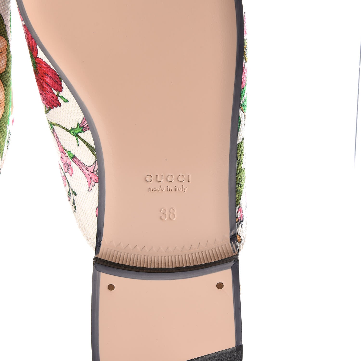 Gucci Canvas Flora Womens Princetown Slippers 38 White Multicolor 6 of 9