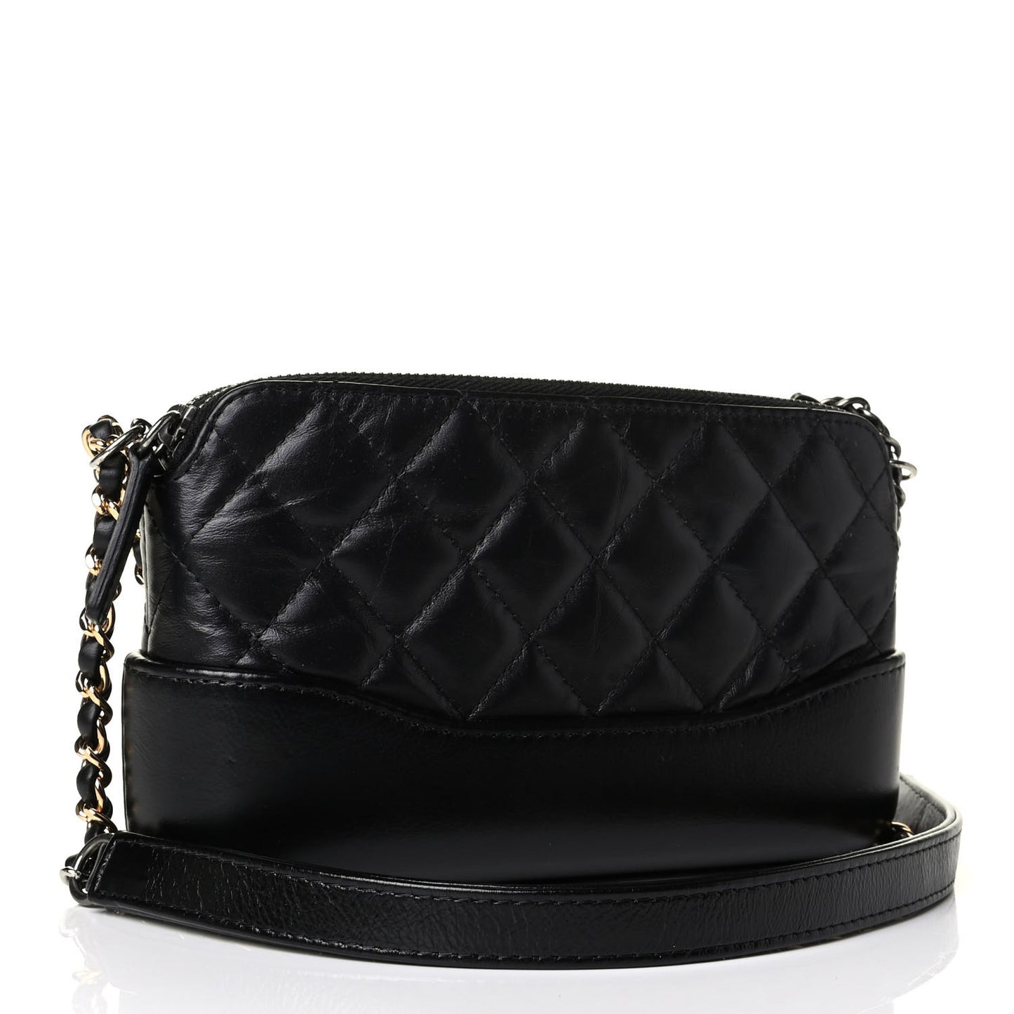Aged Calfskin Quilted Small Gabrielle Clutch With Chain Black