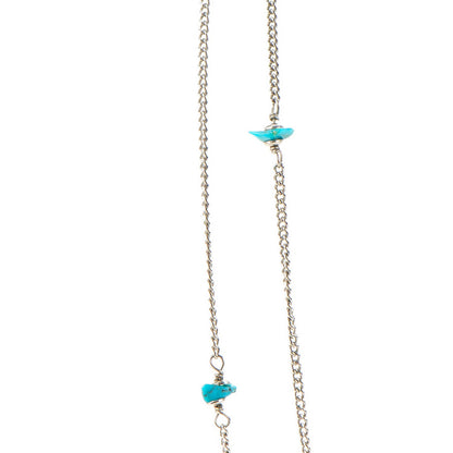 Chanel Turquoise CC Long Chain Necklace Silver 5 of 7