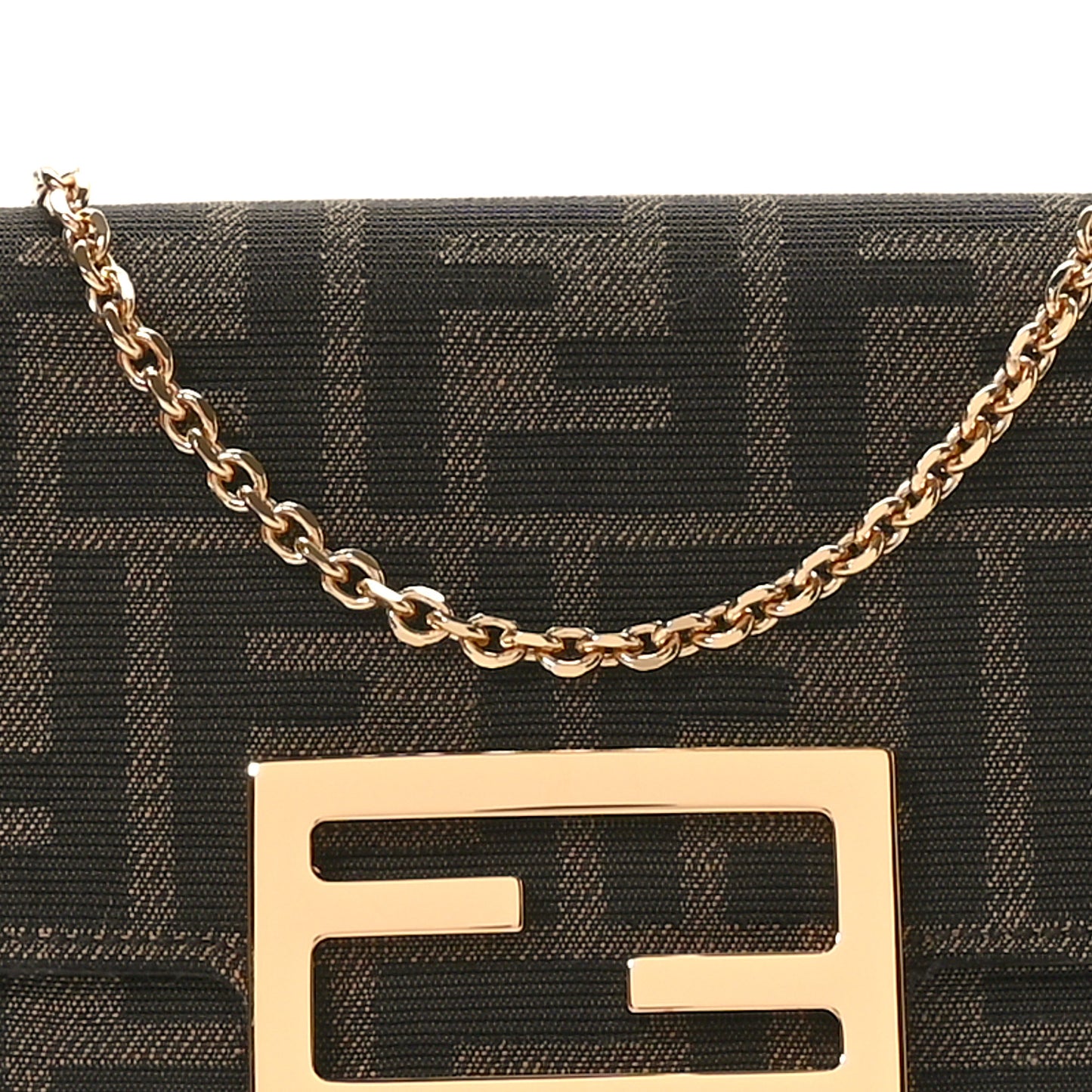 Fabric Jacquard FF 1974 Continental Wallet On Chain Tobacco Moro