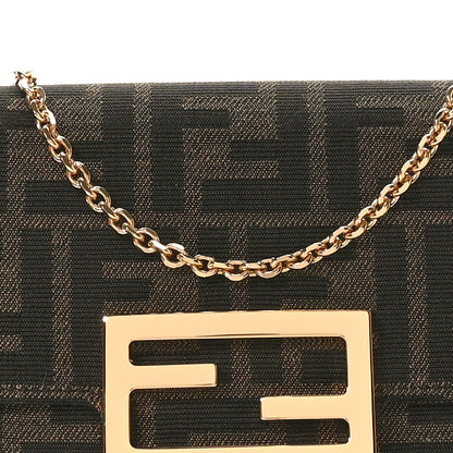 Fendi Fabric Jacquard FF 1974 Continental Wallet On Chain Tobacco Moro 7 of 10