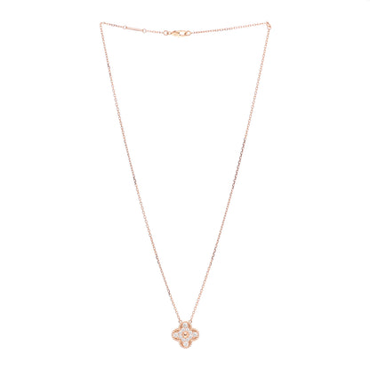 Van Cleef & Arpels 18K Rose Gold Diamond Vintage Alhambra Pendant Necklace 3 of 7