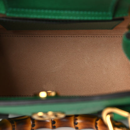 Gucci Textured Dollar Calfskin Web Mini Diana Tote Bag Green Blue 5 of 9