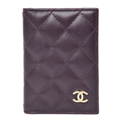 Chanel Lambskin Quilted Card Holder Wallet Purple 1 of 9