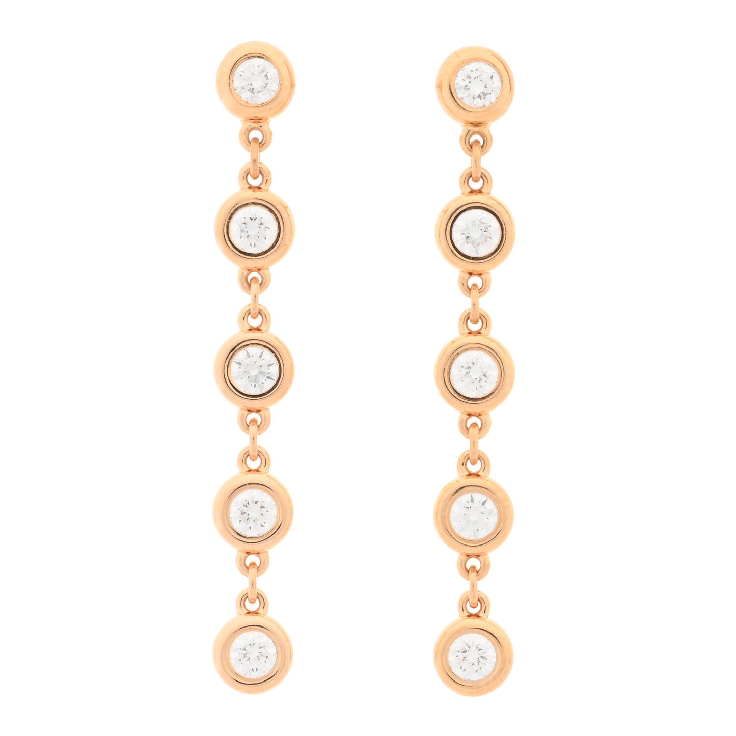 18K Rose Gold Elsa Peretti .47ctw Diamonds by the Yard 5 Drop Earrings