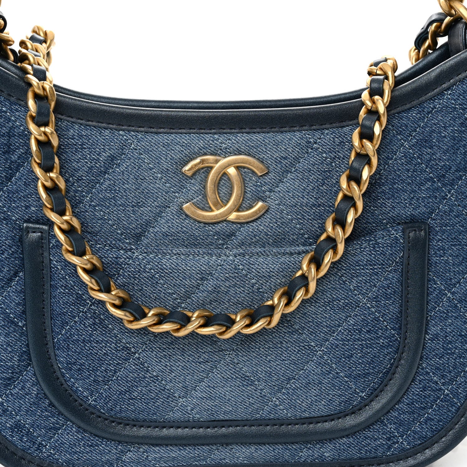 Chanel Washed Denim Quilted Hobo Blue 8 of 11