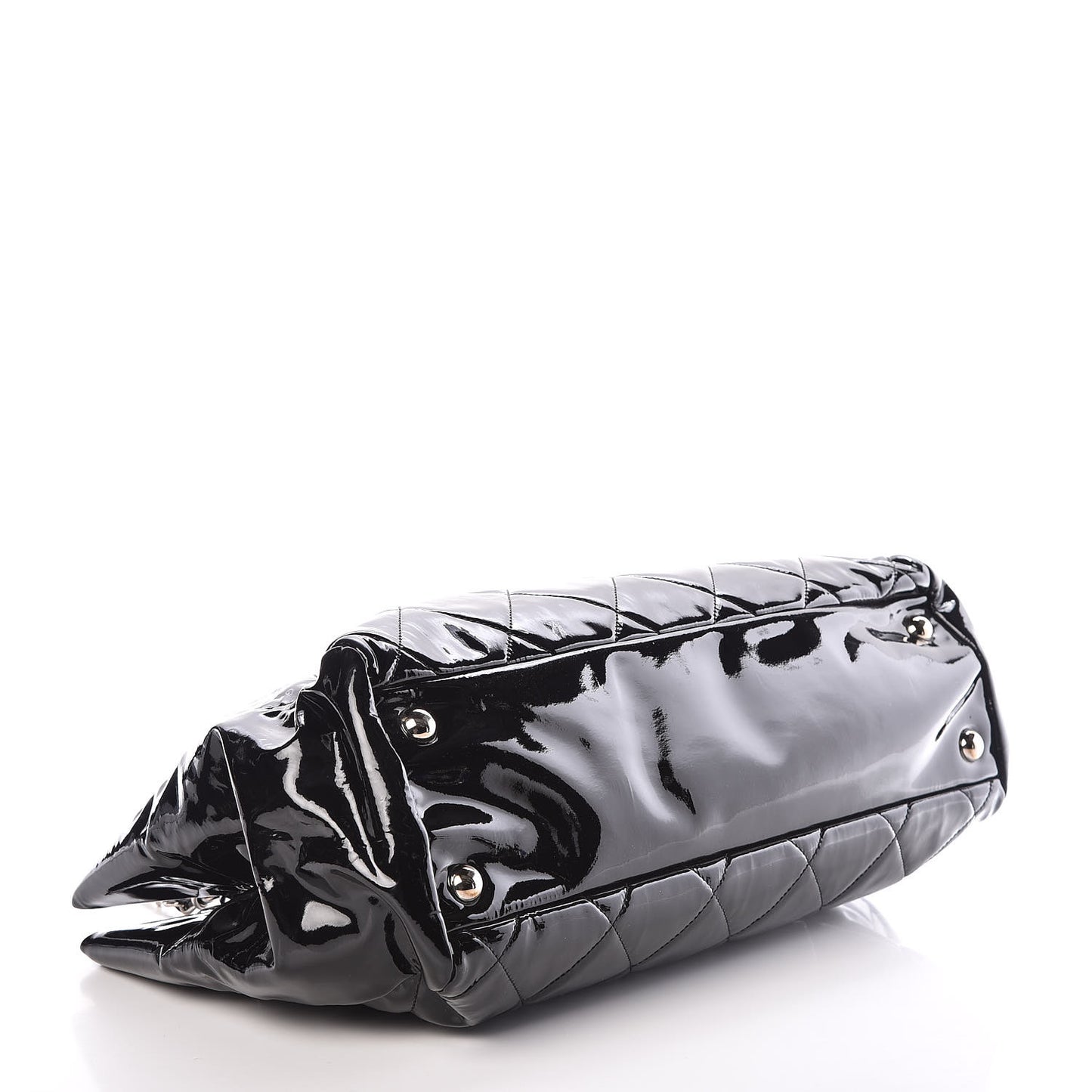 Patent Quilted Medium Cells Tote Black