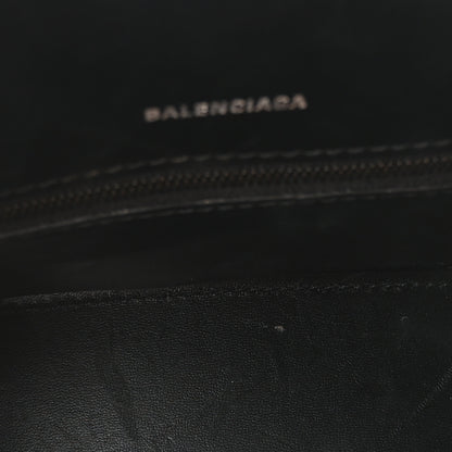 Balenciaga Shiny Calfskin Monochrome Crocodile Embossed Small Hourglass Top Handle Bag Black 5 of 9