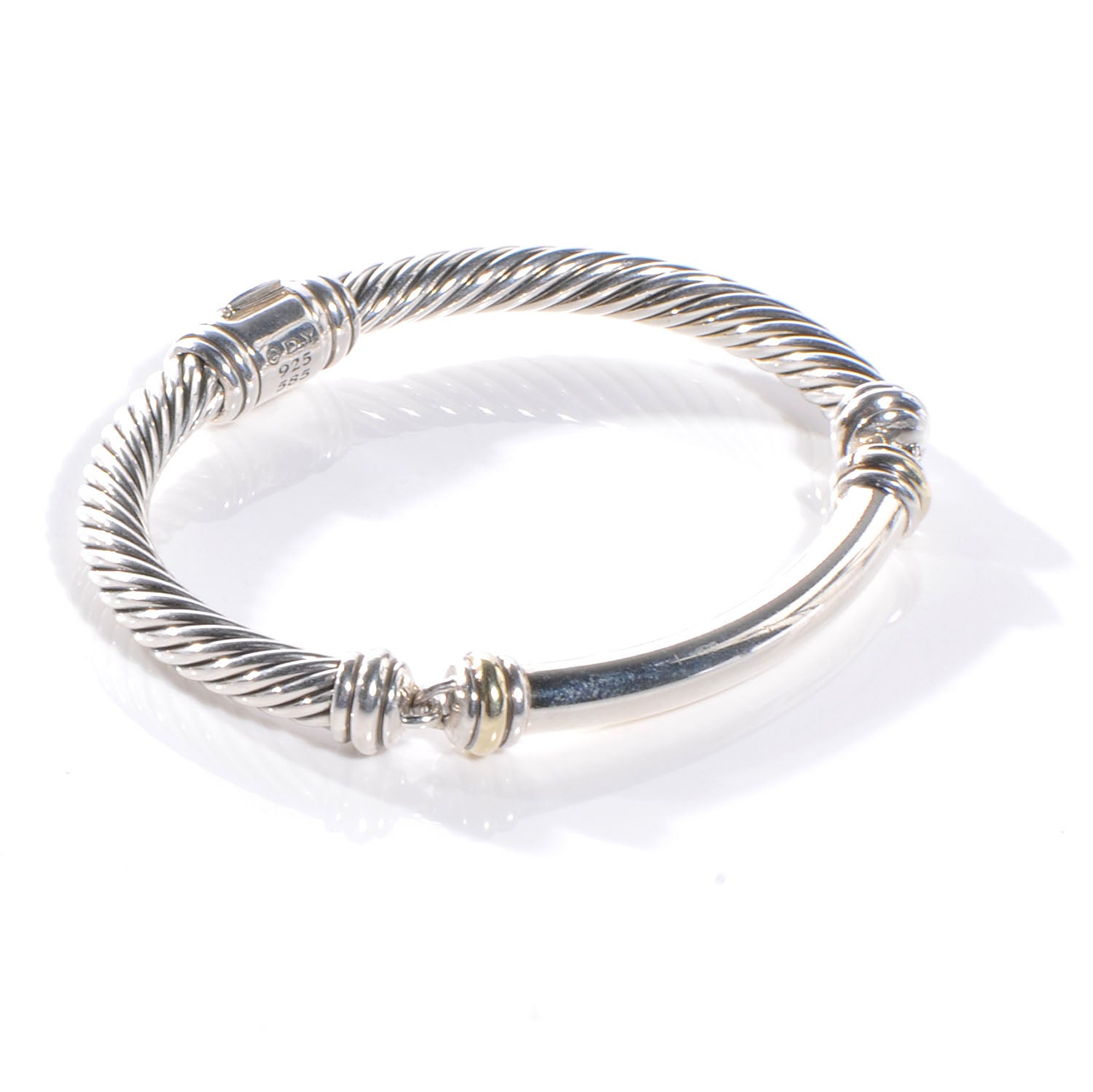 David Yurman Sterling Silver 14K Yellow Gold Metro Cable Bracelet 3 of 5