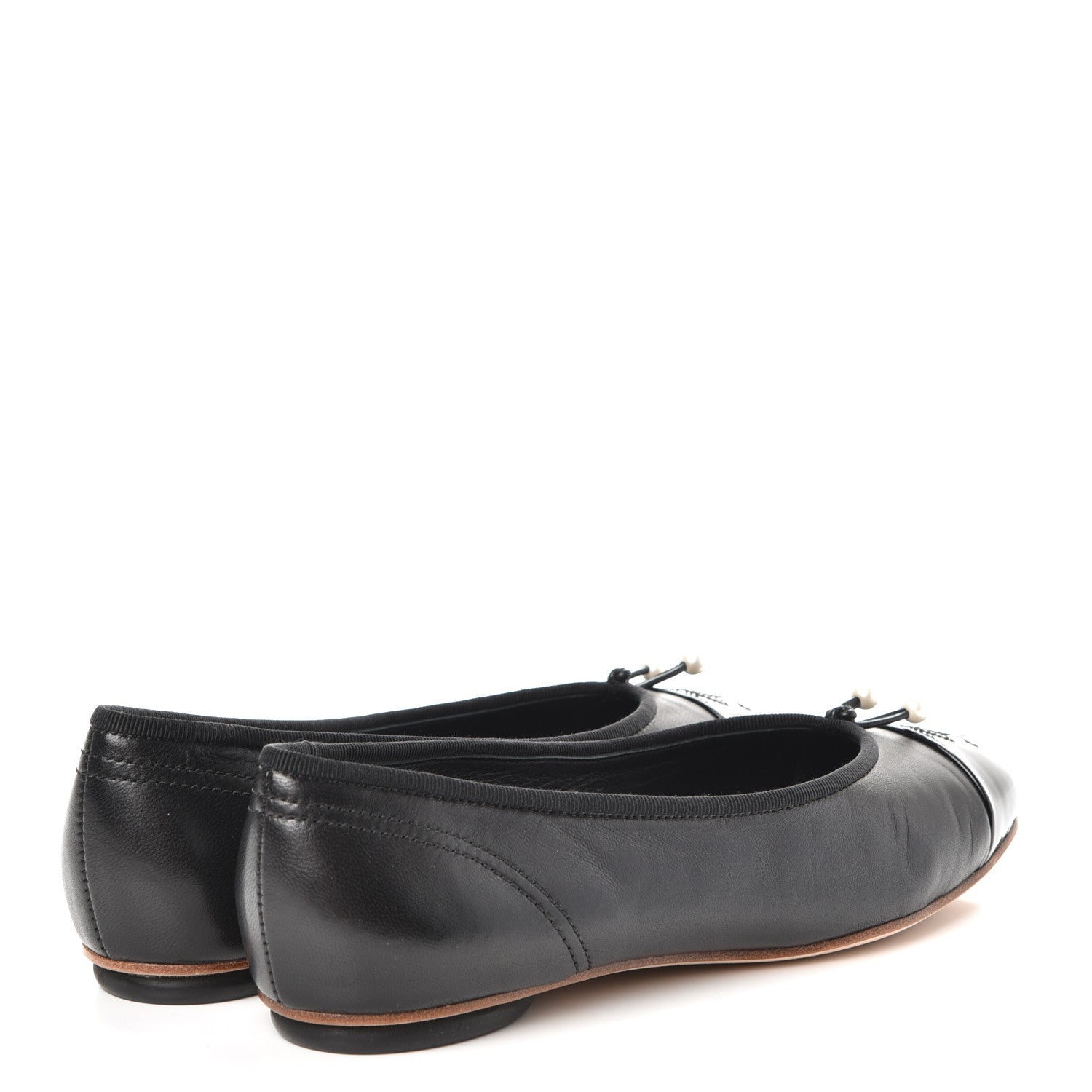 Chanel Lambskin Patent Cap Toe Ballerina Flats 38.5 Black 4 of 11