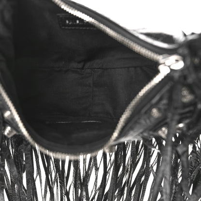 Balenciaga Agneau Arena Le Cagole Fringe Shoulder Bag XS Black 7 of 10