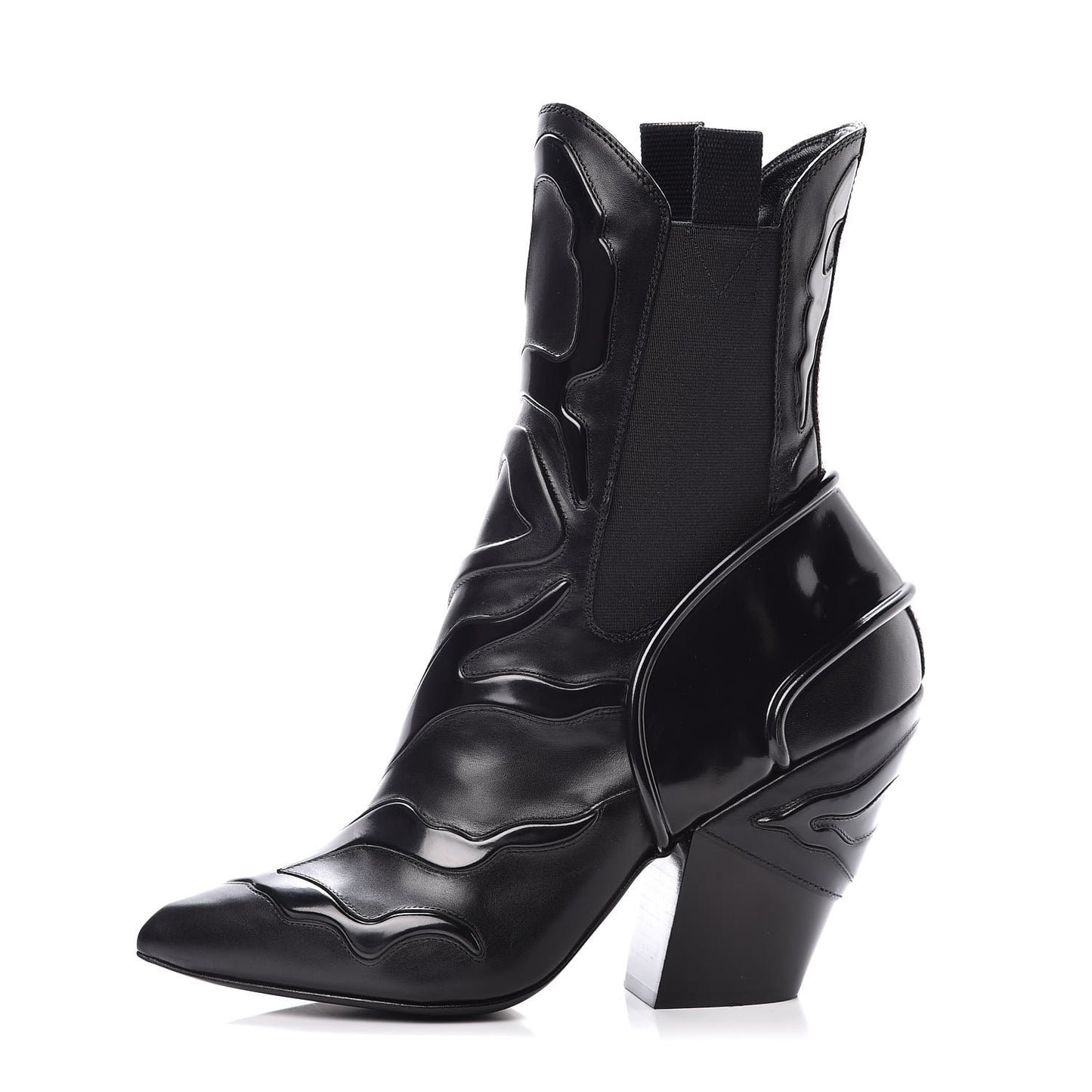 Calfskin Patent Monogram Fireball Ankle Boots 38.5 Black